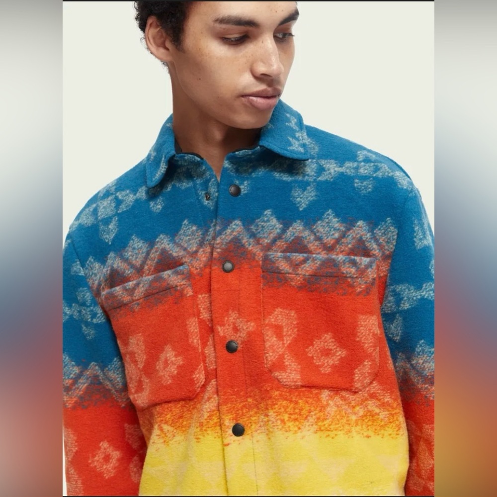 NWOT Scotch & Soda Blue and Cream Textured Fabric